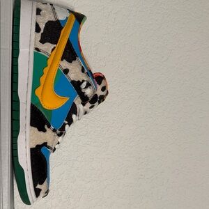 Nike Cow Print Sneakers with Blue and Yellow Accents